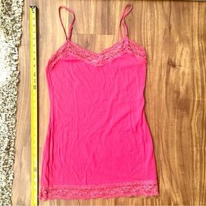 Zenana Outfitters Lace Trim Pretty Pink Top